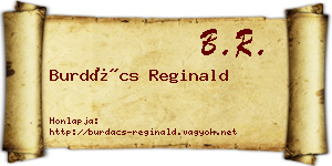 Burdács Reginald névjegykártya